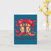 Retro Howdy Valentine Cowboy Boots Western Valenti Kaart (Gele Bloem)