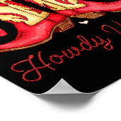 Retro Howdy Valentine Western Valentines Day Cowbo Poster (Hoek)