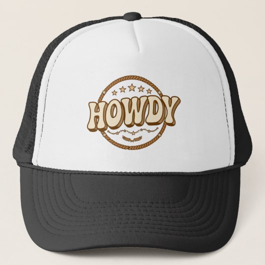 Retro Howdy Western Rope Hat Trucker Pet (Voorkant)