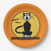 Retro Howling Halloween Cat Bord (Voorkant)