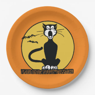 Retro Howling Halloween Cat Bord