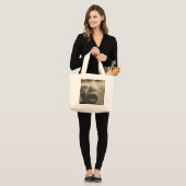 Retro huilen kind gezicht. grote tote bag (Voorkant (model))