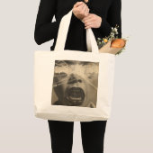 Retro huilen kind gezicht. grote tote bag (Voorkant (product))