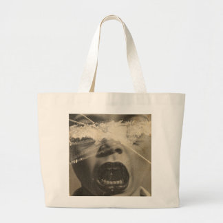 Retro huilen kind gezicht. grote tote bag