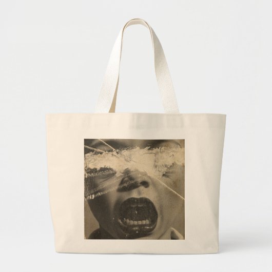Retro huilen kind gezicht. grote tote bag (Voorkant)