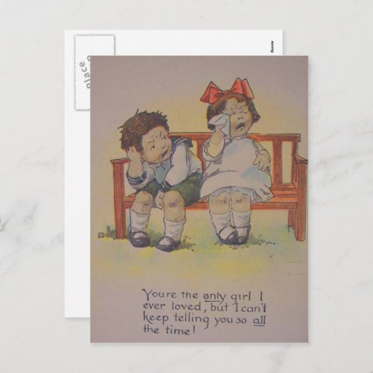  Retro Huilende Valentijn Kaart (Voorkant / Achterkant)