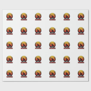 Retro Huilende Wolf Gelukkig Halloween Vectorontwe Cadeaupapier