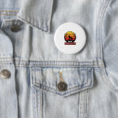Retro Huilende Wolf Gelukkig Halloween Vectorontwe Ronde Button 5,7 Cm (In situ)