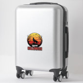Retro Huilende Wolf Gelukkig Halloween Vectorontwe Sticker (Koffer)
