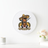 Retro Huilende Wolven Volle Maan Vector Design Grote Klok (Huis)