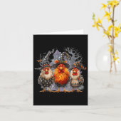 Retro Huis Kippen Heks Halloween Spooky Herfst Kaart (Gele Bloem)