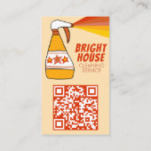 Retro Huis Schoonmaak Service Spray Fles QR CODE Visitekaartje (Achterkant)