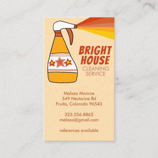 Retro Huis Schoonmaak Service Spray Fles QR CODE Visitekaartje (Voorkant)