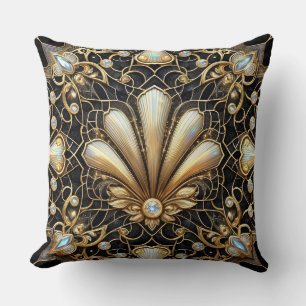Retro Huisaccenten Zwart en Goud Art Deco Kussen