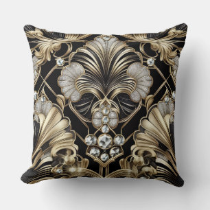 Retro Huisaccenten Zwart en Goud Art Deco Kussen
