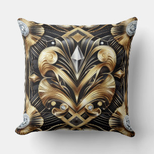 Retro Huisaccenten   Zwart en Goud Art Deco Kussen
