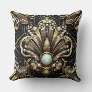 Retro Huisaccenten   Zwart en Goud Art Deco Kussen