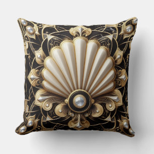 Retro Huisaccenten   Zwart en Goud Art Deco Kussen