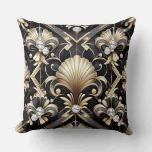 Retro Huisaccenten   Zwart en Goud Art Deco Kussen