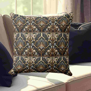 Retro Huisaccenten   Zwart en Goud Art Deco Kussen