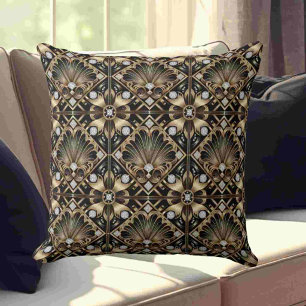Retro Huisaccenten   Zwart en Goud Art Deco Kussen