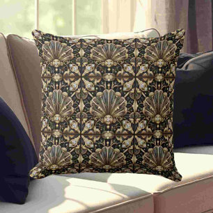 Retro Huisaccenten Zwart en Goud Art Deco Kussen