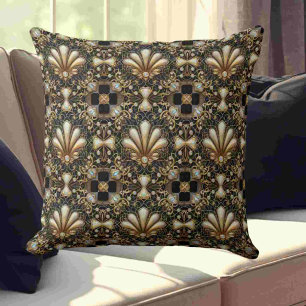 Retro Huisaccenten Zwart en Goud Art Deco Kussen