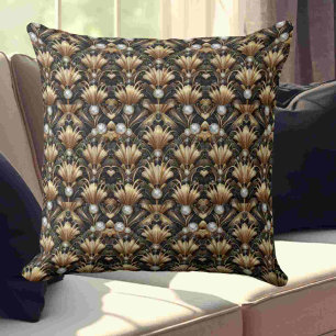 Retro Huisaccenten Zwart en Goud Art Deco Kussen