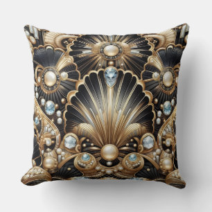 Retro Huisaccenten Zwart en Goud Art Deco Kussen