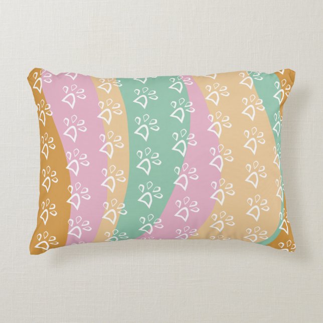 Retro huisdier pootafdruk marmer groovy  accent kussen (Voorkant)