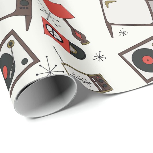 Retro,  huishoudelijke artikelen cadeaupapier (Rol Hoek)