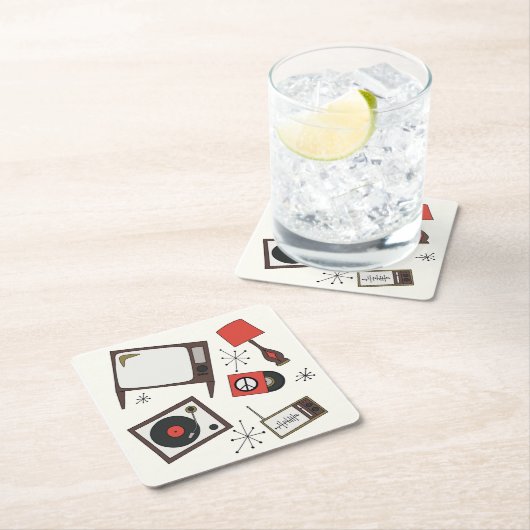 Retro,  huishoudelijke artikelen kartonnen onderzetters (Insitu)