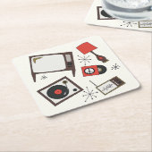 Retro, huishoudelijke artikelen kartonnen onderzetters (Schuin)