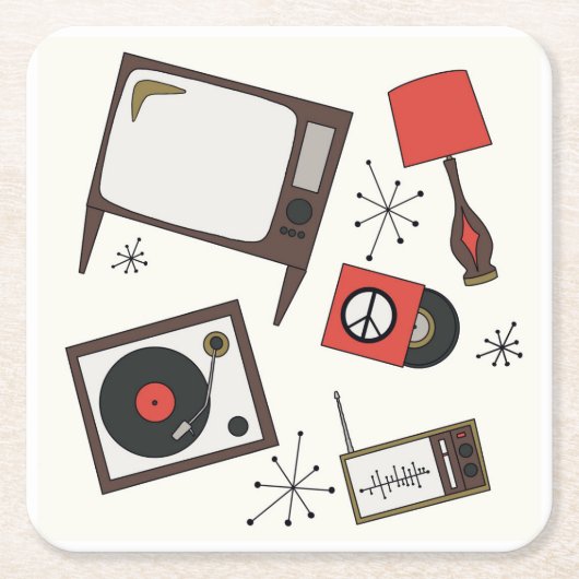 Retro, huishoudelijke artikelen kartonnen onderzetters (Voorkant)