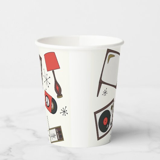 Retro,  huishoudelijke artikelen papieren bekers (Links)