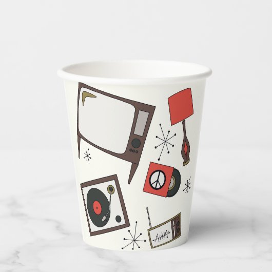 Retro,  huishoudelijke artikelen papieren bekers (Voorkant)