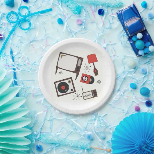 Retro, huishoudelijke artikelen papieren bordje (Feest)