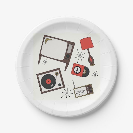 Retro, huishoudelijke artikelen papieren bordje (Voorkant)