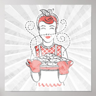 retro-huishoudelijke bakker poster