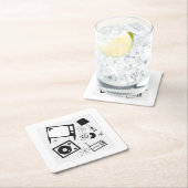 Retro, huishoudelijke design kartonnen onderzetters (Insitu)