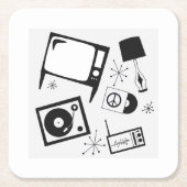 Retro, huishoudelijke design kartonnen onderzetters (Voorkant)