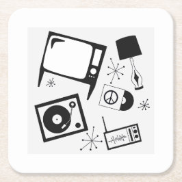 Retro, huishoudelijke design kartonnen onderzetters