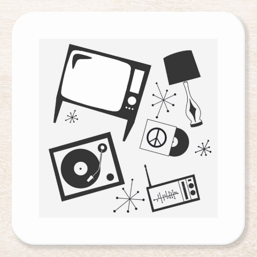 Retro, huishoudelijke design kartonnen onderzetters (Voorkant)