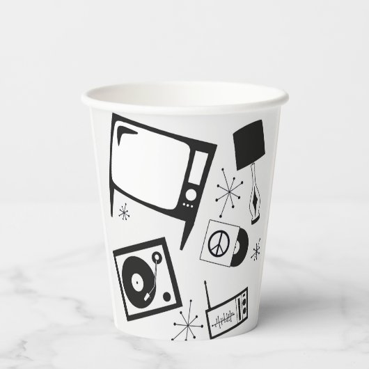 Retro, huishoudelijke design papieren bekers (Achterkant)