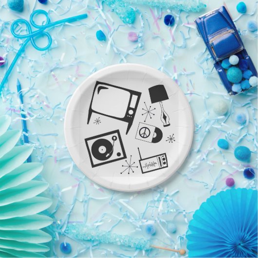 Retro, huishoudelijke design papieren bordje (Feest)