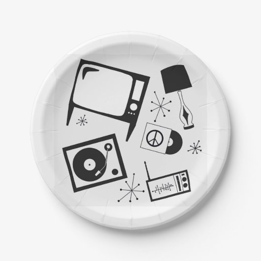 Retro, huishoudelijke design papieren bordje (Voorkant)