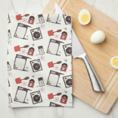 Retro huishoudelijke design theedoek (Quarter Fold)