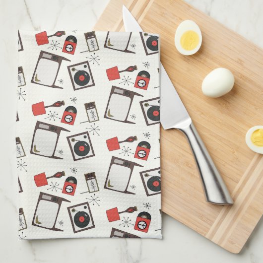 Retro huishoudelijke design theedoek (Quarter Fold)