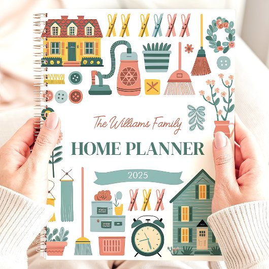 Retro Huishoudelijke Karweitjes Aangepaste Familie Planner