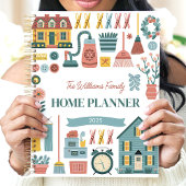 Retro Huishoudelijke Karweitjes Aangepaste Familie Planner